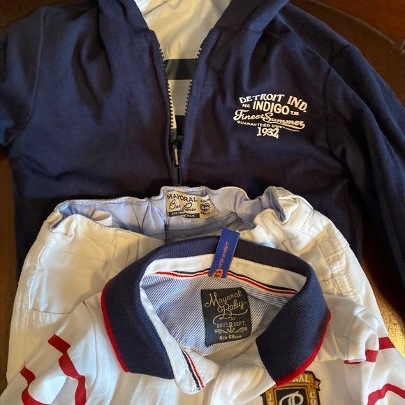 Mayoral Striped White and Red Jacket Shirt and Pants Matching Set 6 Months - Picture 8 of 9